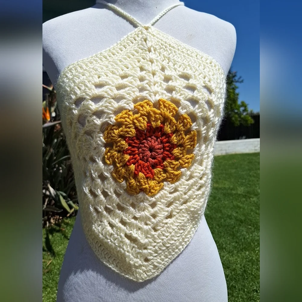 Handmade Crochet crop Top - Picture 2 of 5